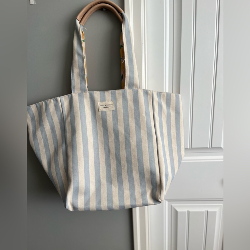 Striped Blue and White Tote Bag